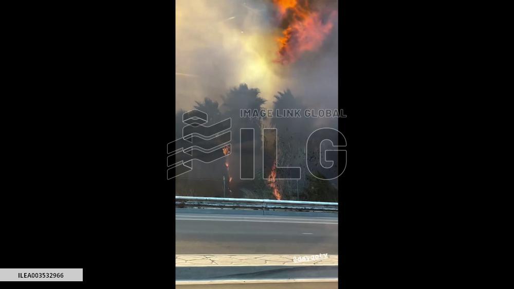US: Wildfire Breaks Out Near College Area In San Diego, California 2