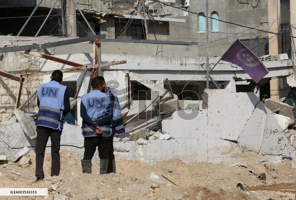 Israeli Army Demolishes UNRWA Office - West Bank