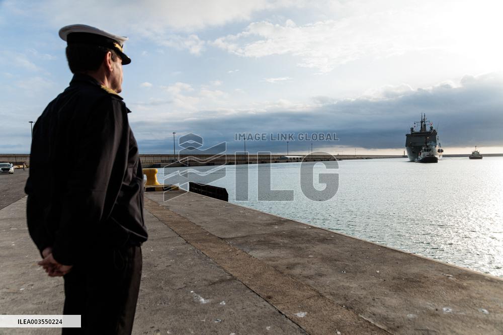Amphibious Ship Galicia Arrives At The Port Of Valencia