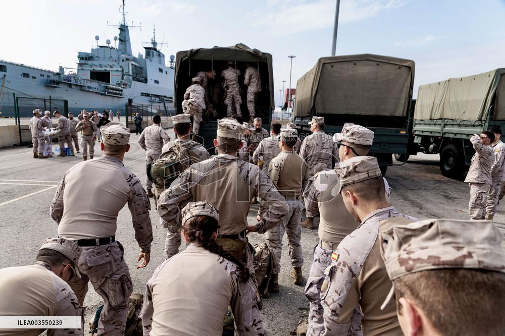 Amphibious Ship Galicia Arrives At The Port Of Valencia