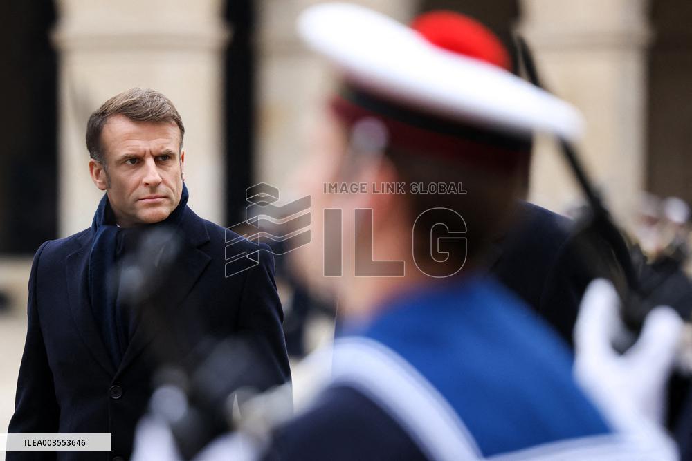 Emmanuel Macron Welcomes Kassym-Jomart Tokayev At Invalides - Paris
