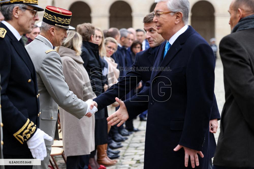 Emmanuel Macron Welcomes Kassym-Jomart Tokayev At Invalides - Paris