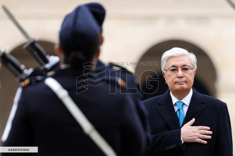 Emmanuel Macron Welcomes Kassym-Jomart Tokayev At Invalides - Paris