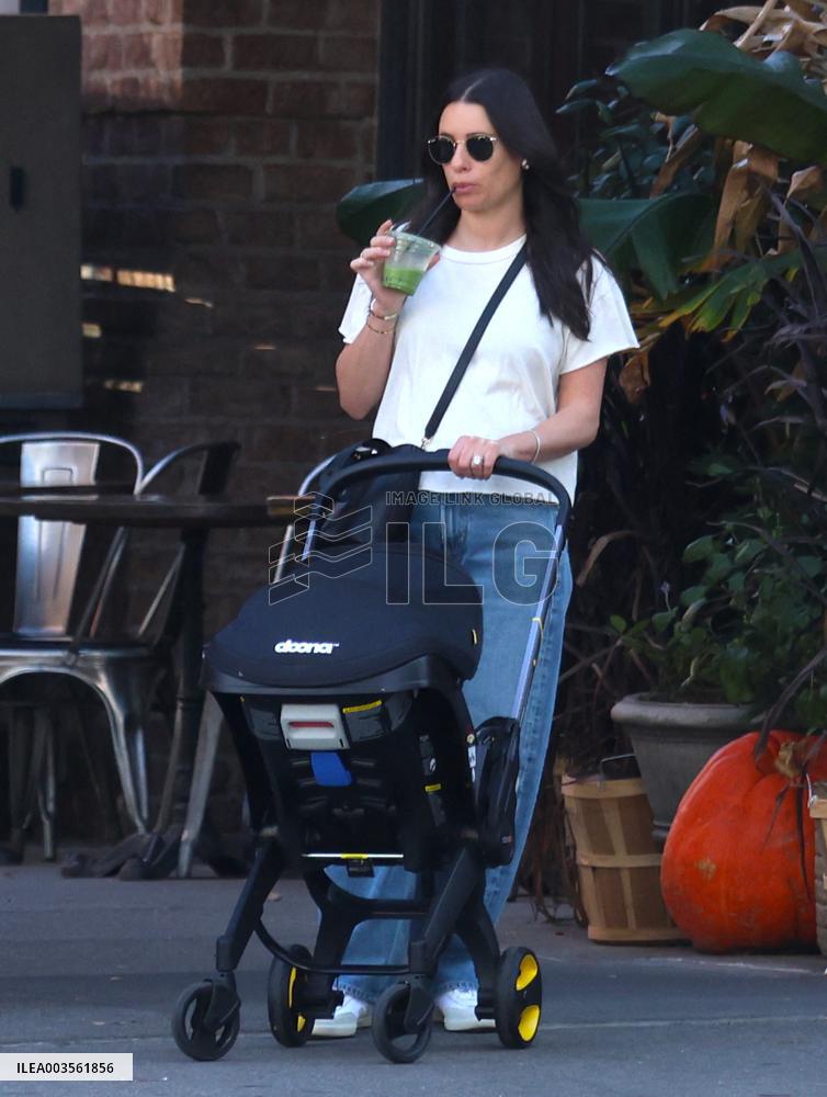 Lea Michele Strolling Baby Girl - NYC