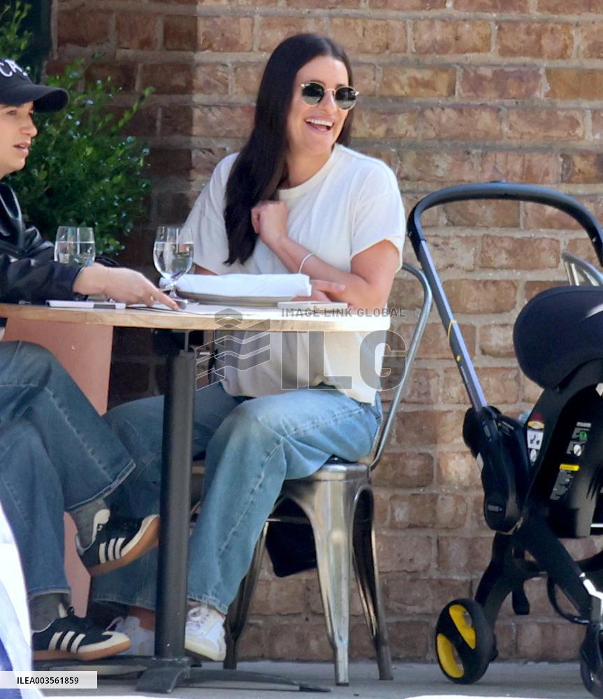 Lea Michele Strolling Baby Girl - NYC
