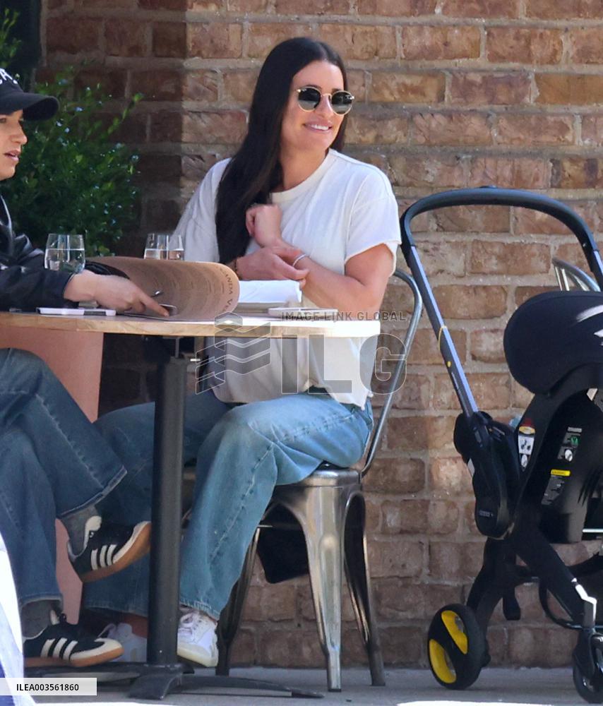 Lea Michele Strolling Baby Girl - NYC