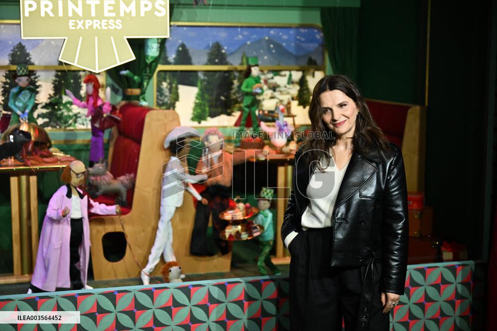 Juliette Binoche Inaugurates The Printemps Window Displays - Paris
