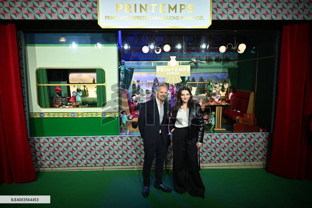 Juliette Binoche Inaugurates The Printemps Window Displays - Paris