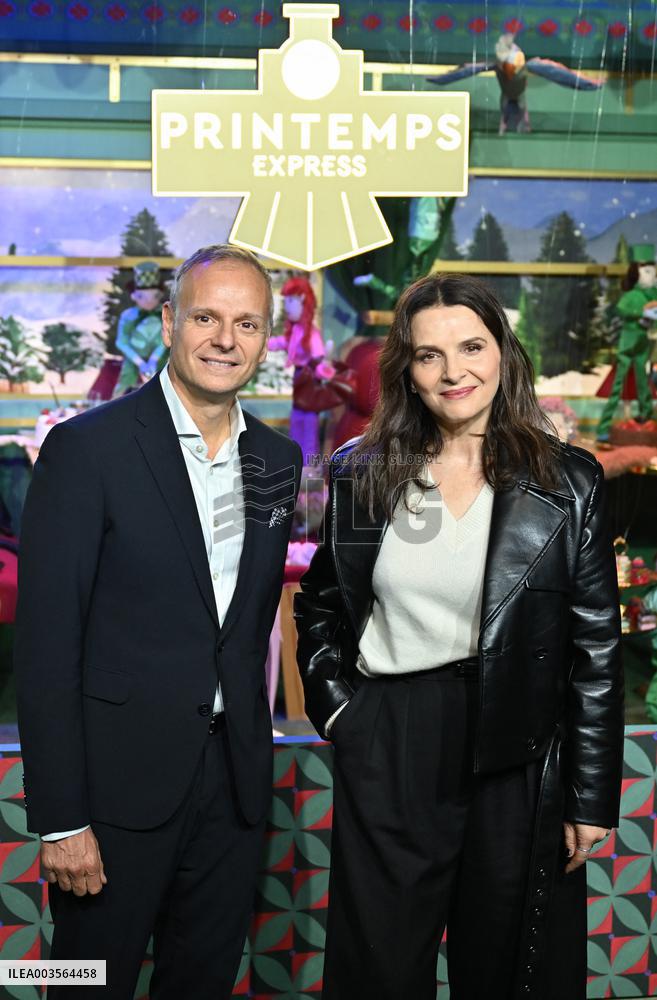 Juliette Binoche Inaugurates The Printemps Window Displays - Paris