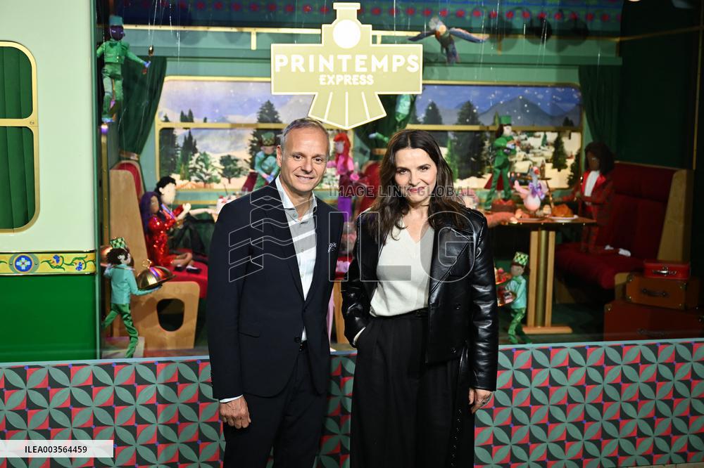 Juliette Binoche Inaugurates The Printemps Window Displays - Paris