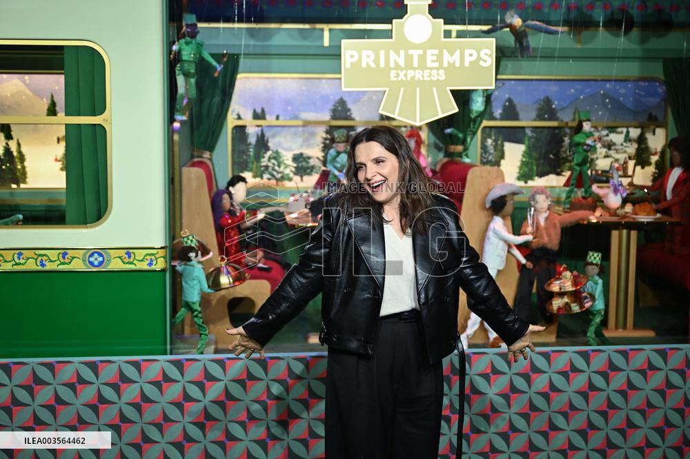 Juliette Binoche Inaugurates The Printemps Window Displays - Paris