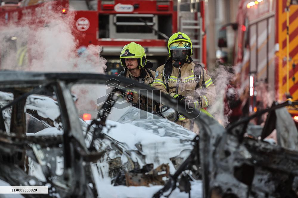 Cars Struck By Rocket In Kiryat Yam - Israel