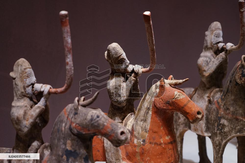Painted Horse Riding Ceremonial Figurines