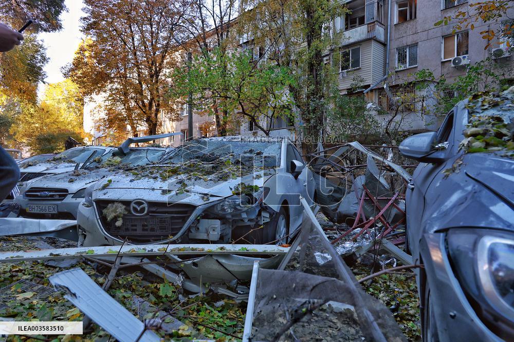 Aftermath of Russian drone attack on Odesa