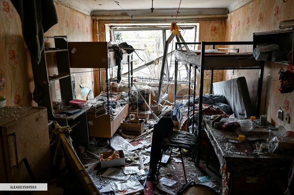 Aftermath of overnight Russian air strike in Zaporizhzhia