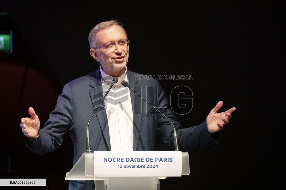Press Conference Ahead Of Notre-Dame Cathedral Reopening - Paris