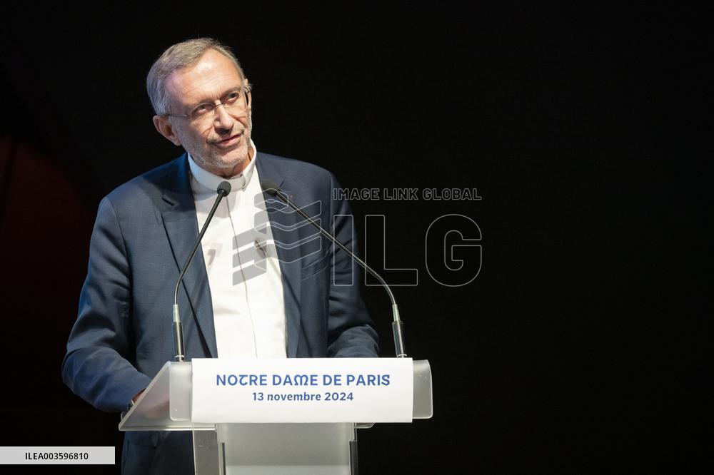 Press Conference Ahead Of Notre-Dame Cathedral Reopening - Paris