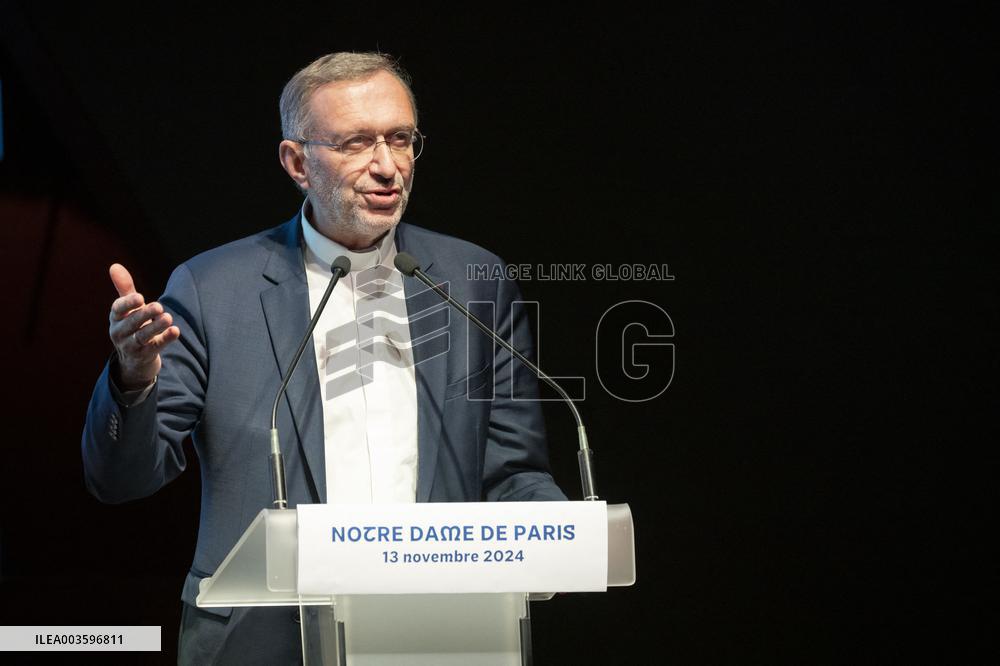 Press Conference Ahead Of Notre-Dame Cathedral Reopening - Paris