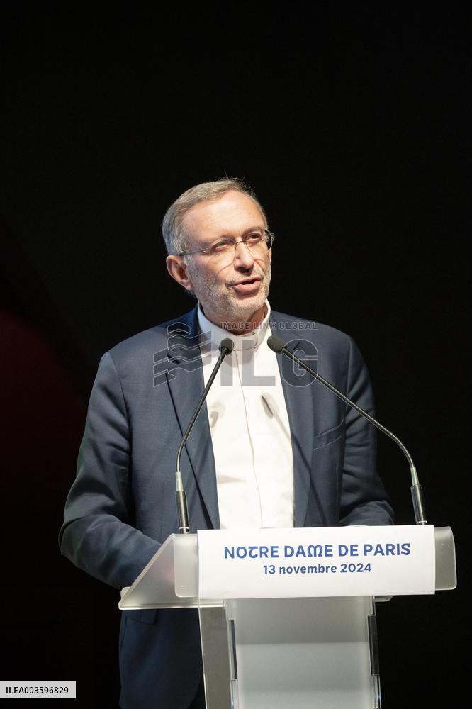 Press Conference Ahead Of Notre-Dame Cathedral Reopening - Paris