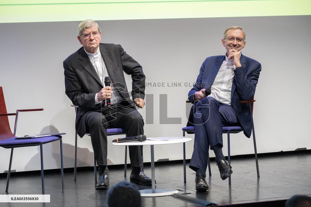 Press Conference Ahead Of Notre-Dame Cathedral Reopening - Paris
