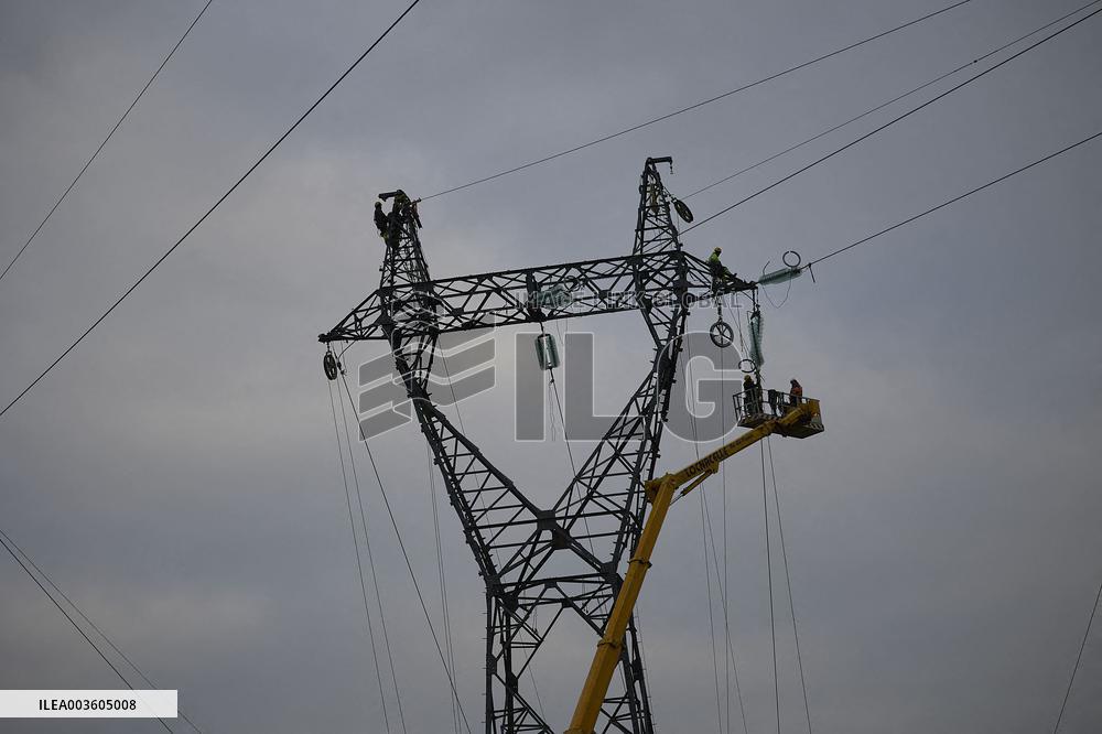 High Voltage Line Installation - France