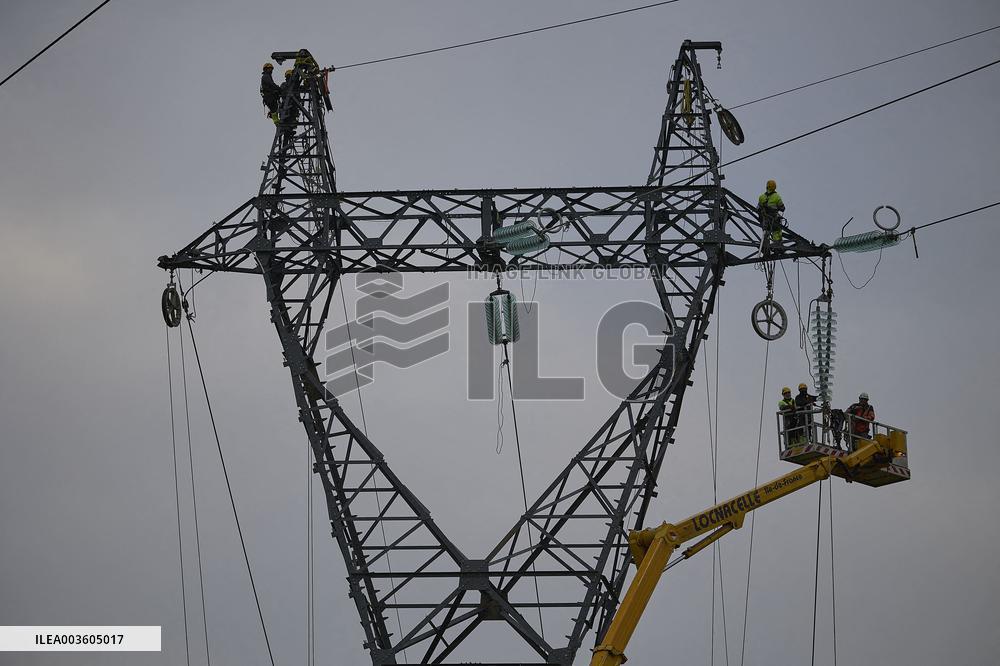 High Voltage Line Installation - France