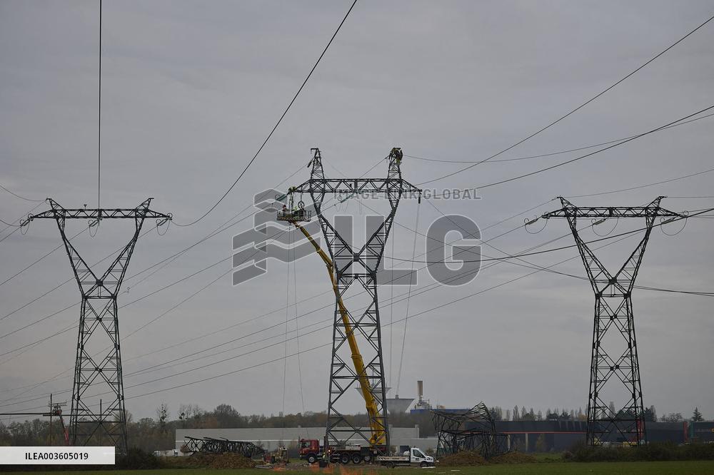 High Voltage Line Installation - France