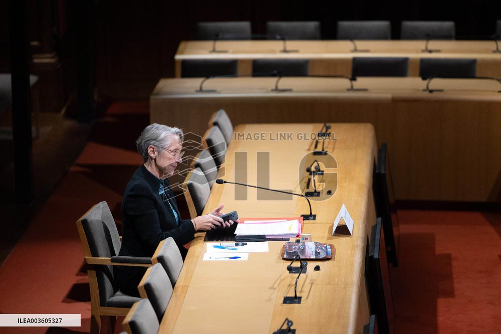 Hearing of Elisabeth Borne at the French Senate - Paris