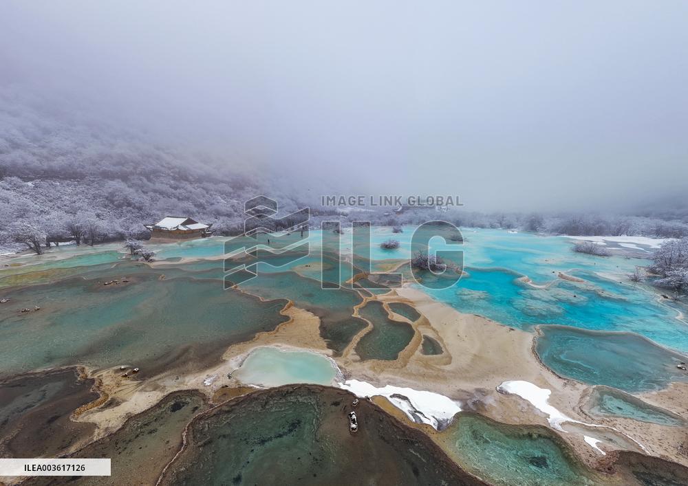 Colorful Pond Cluster After Snow - China