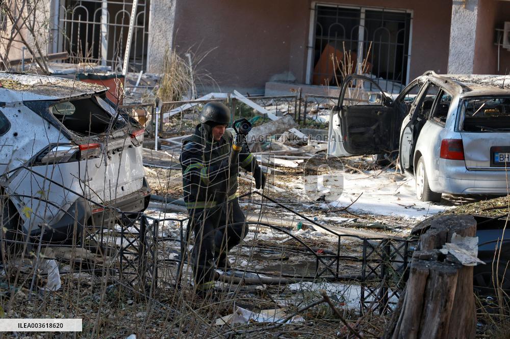 Aftermath of Russian shelling of Odesa on November 18, 2024
