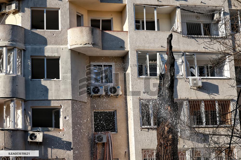 Aftermath of Russian shelling of Odesa on November 18, 2024