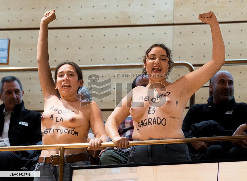 FEMEN Protests In The Senate - Madrid