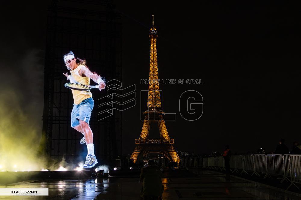 Rafael Nadal's Giant Projection In Paris
