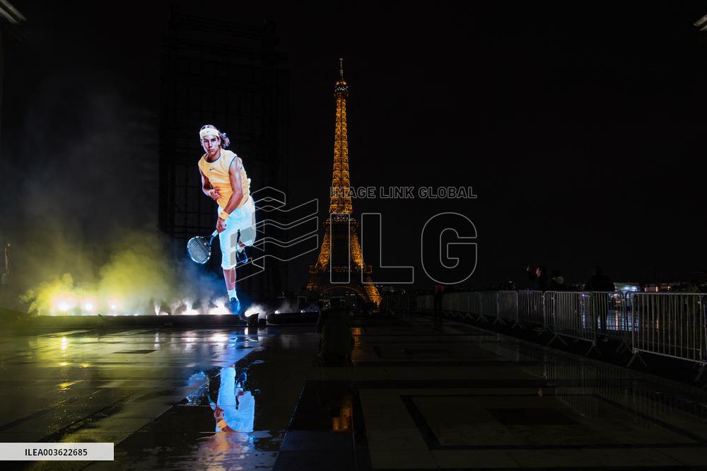 Rafael Nadal's Giant Projection In Paris