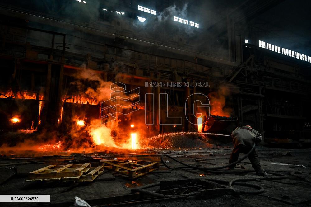 Open-hearth furnace shop at Zaporizhstal Steel Works