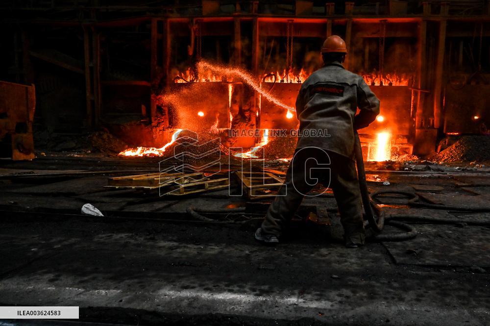 Open-hearth furnace shop at Zaporizhstal Steel Works