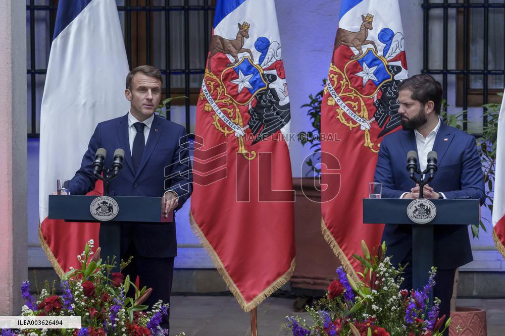 President of France Emmanuel Macron visits Chile