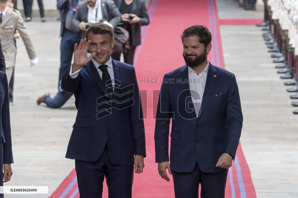 President of France Emmanuel Macron visits Chile