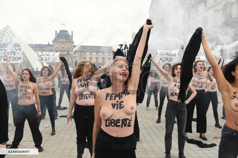 Singer Lio At The FEMEN Protest - Paris