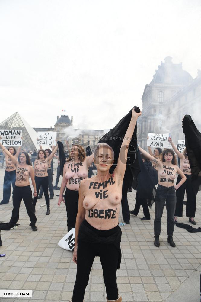 Singer Lio At The FEMEN Protest - Paris