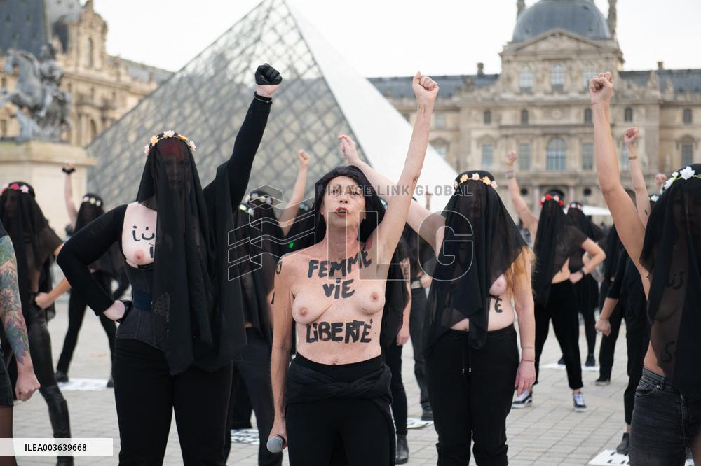 Singer Lio At The FEMEN Protest - Paris