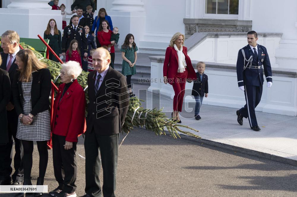 Jill Biden Receives The White House Christmas Tree - Washington