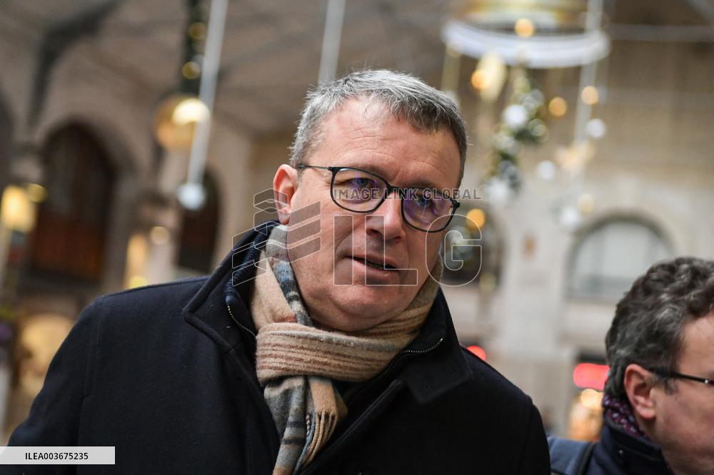 French Deputy Minister for Transports Francois Durovray visits Saint Lazare rail station in Paris FA