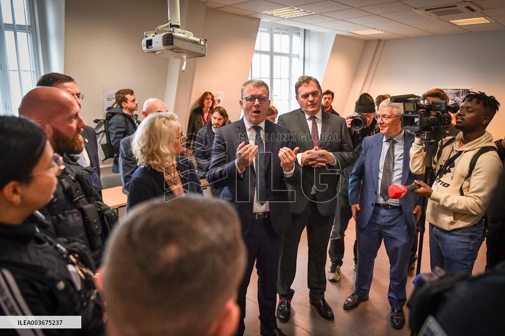 French Deputy Minister for Transports Francois Durovray visits Saint Lazare rail station in Paris FA