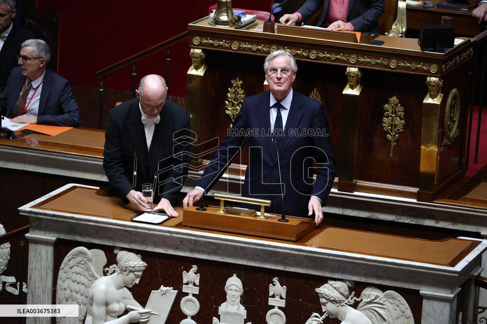 Pm Barnier Invokes 49.3 During The Vote On The 2025 Social Security Bill In Paris