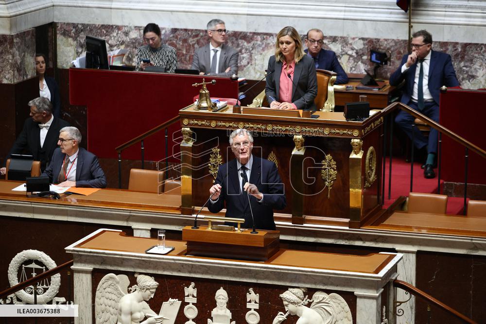 Pm Barnier Invokes 49.3 During The Vote On The 2025 Social Security Bill In Paris