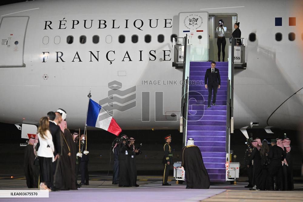 President Macron Arrives At Riyadh