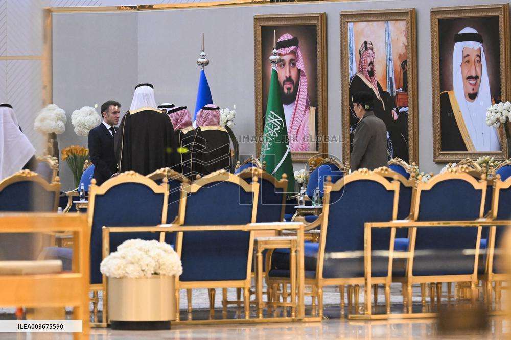President Macron Arrives At Riyadh