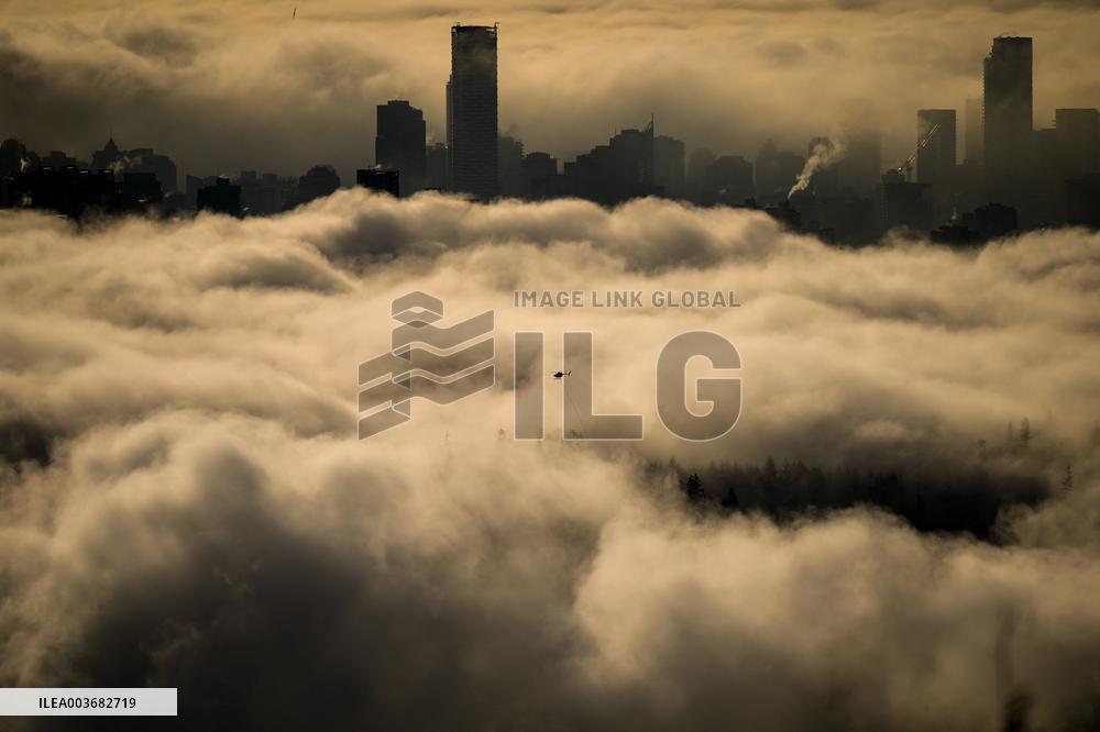 Fog Shrouds The Downtown Skyline - Vancouver