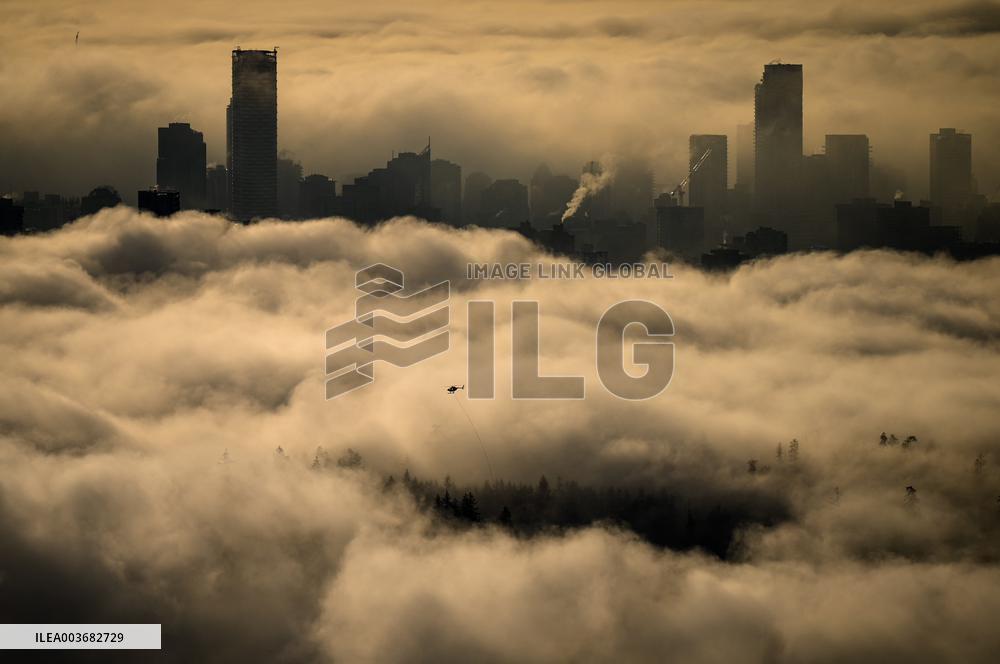 Fog Shrouds The Downtown Skyline - Vancouver